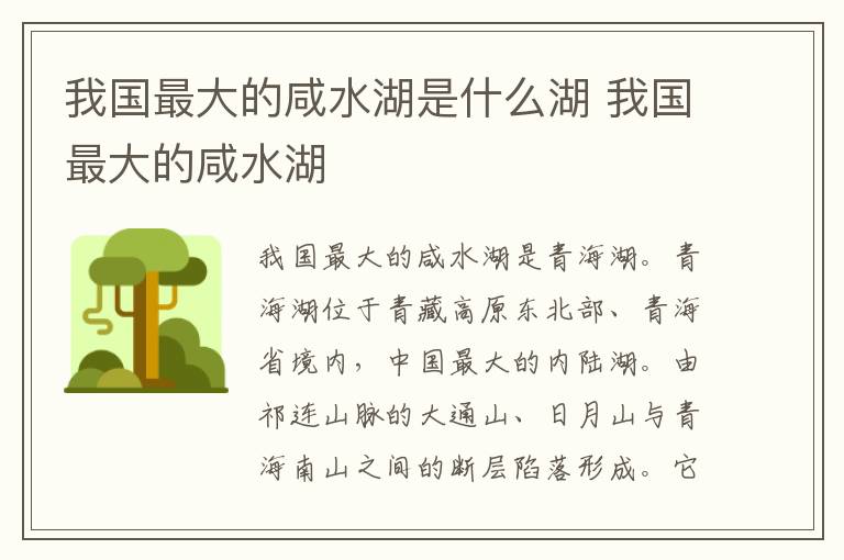 我国最大的咸水湖是什么湖 我国最大的咸水湖