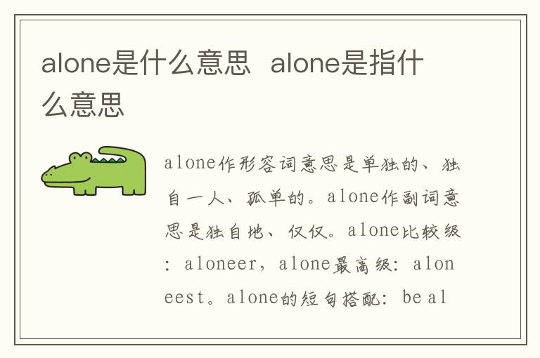 alone是什么意思  alone是指什么意思-九图集