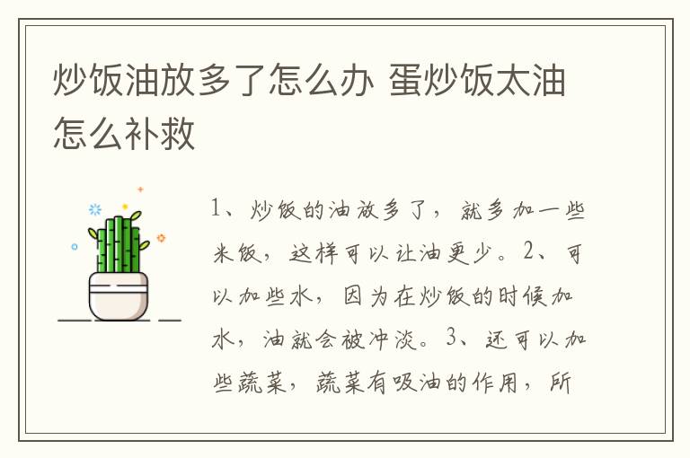炒饭油放多了怎么办 蛋炒饭太油怎么补救