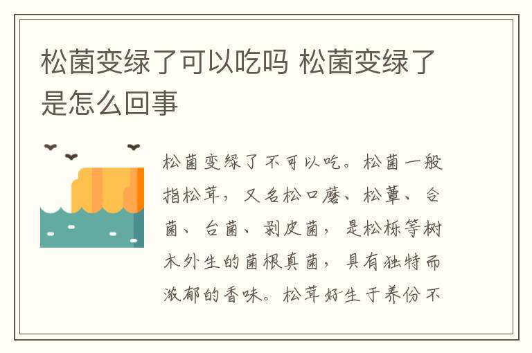 松菌变绿了可以吃吗 松菌变绿了是怎么回事