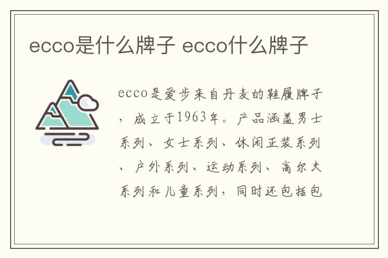 ecco是什么牌子 ecco什么牌子-九图集