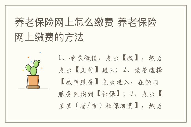 养老保险网上怎么缴费 养老保险网上缴费的方法
