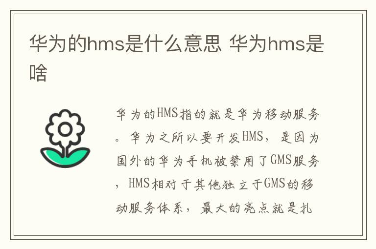 华为的hms是什么意思 华为hms是啥-九图集