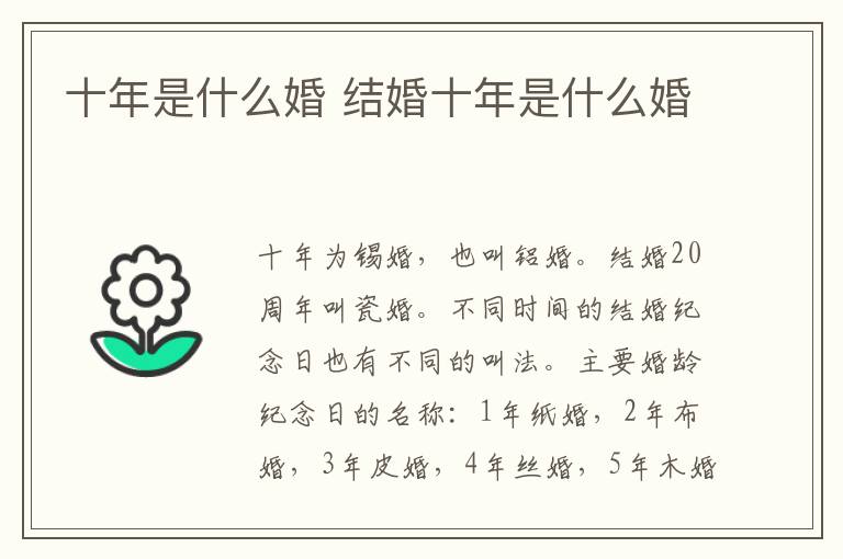 十年是什么婚 结婚十年是什么婚-九图集