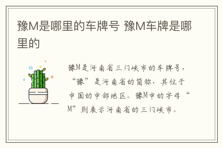 豫M是哪里的车牌号 豫M车牌是哪里的-九图集