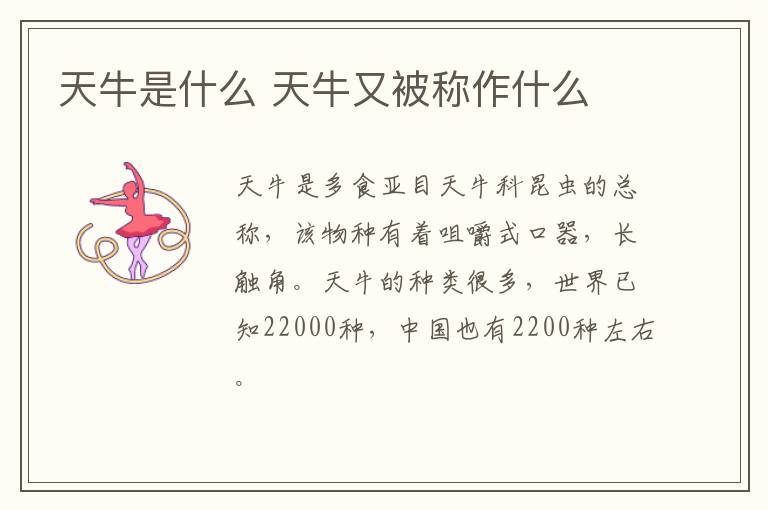 天牛是什么 天牛又被称作什么