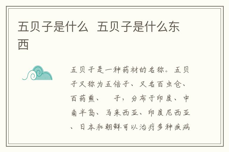 五贝子是什么 五贝子是什么东西