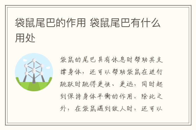 袋鼠尾巴的作用 袋鼠尾巴有什么用处-九图集