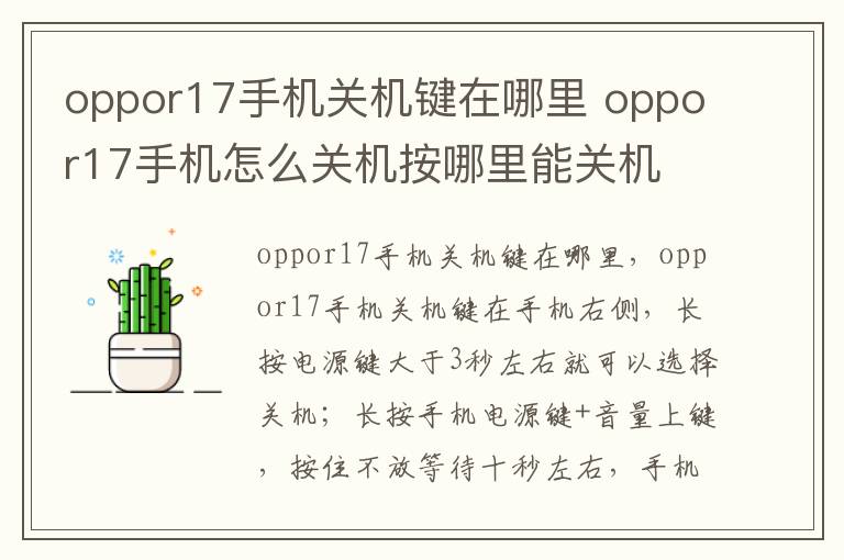 oppor17手机关机键在哪里 oppor17手机怎么关机按哪里能关机-九图集