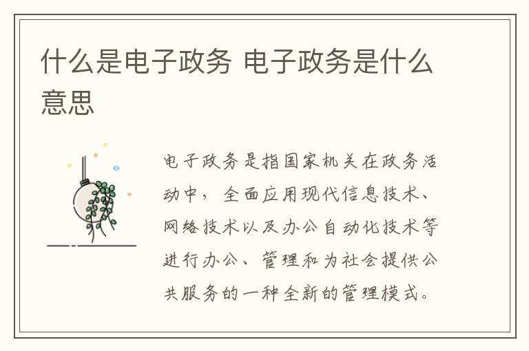 什么是电子政务 电子政务是什么意思-九图集
