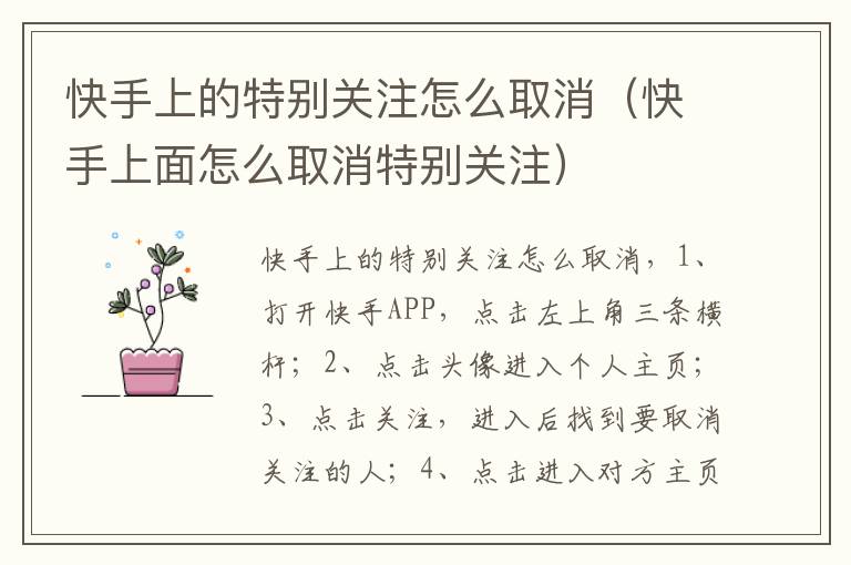 快手上的特别关注怎么取消(快手上面怎么取消特别关注)-九图集