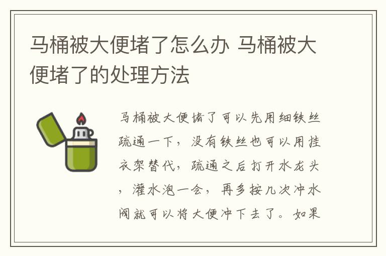 马桶被大便堵了怎么办 马桶被大便堵了的处理方法