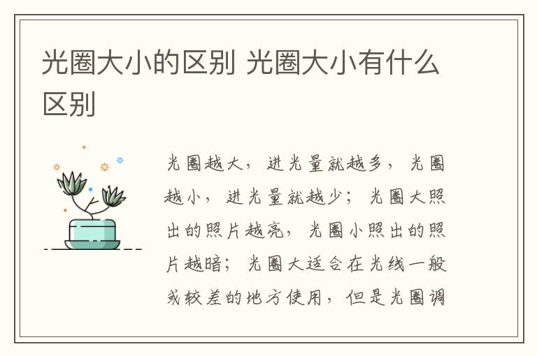 光圈大小的区别 光圈大小有什么区别-九图集