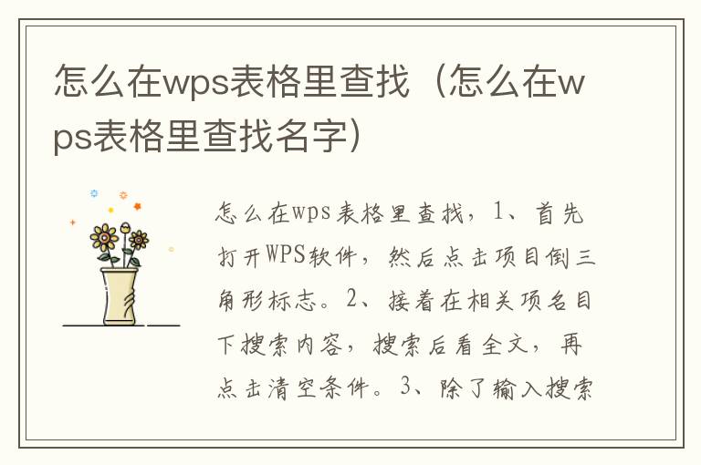 怎么在wps表格里查找（怎么在wps表格里查找名字）