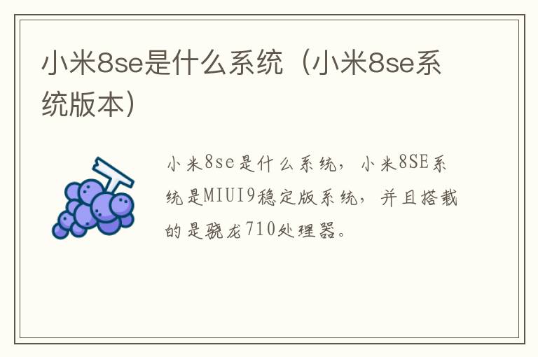 小米8se是什么系统（小米8se系统版本）
