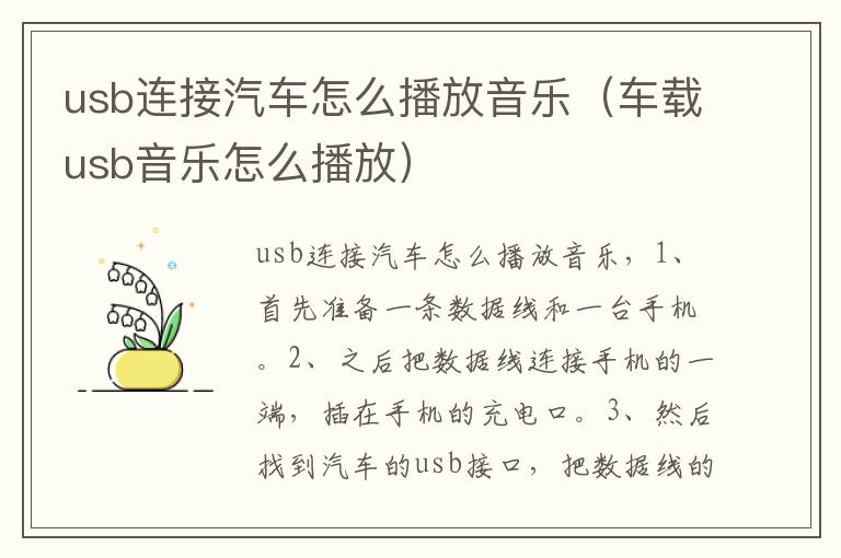usb连接汽车怎么播放音乐（车载usb音乐怎么播放）-九图集