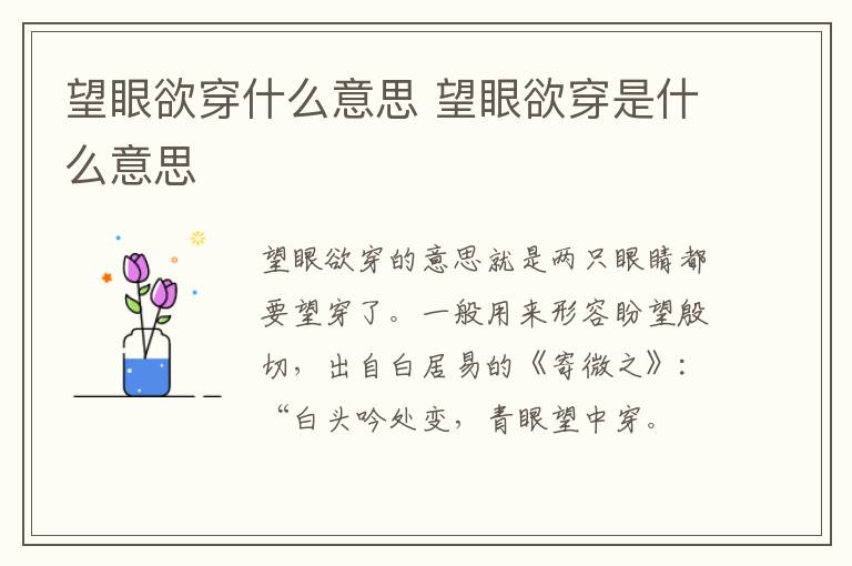 望眼欲穿什么意思 望眼欲穿是什么意思-九图集