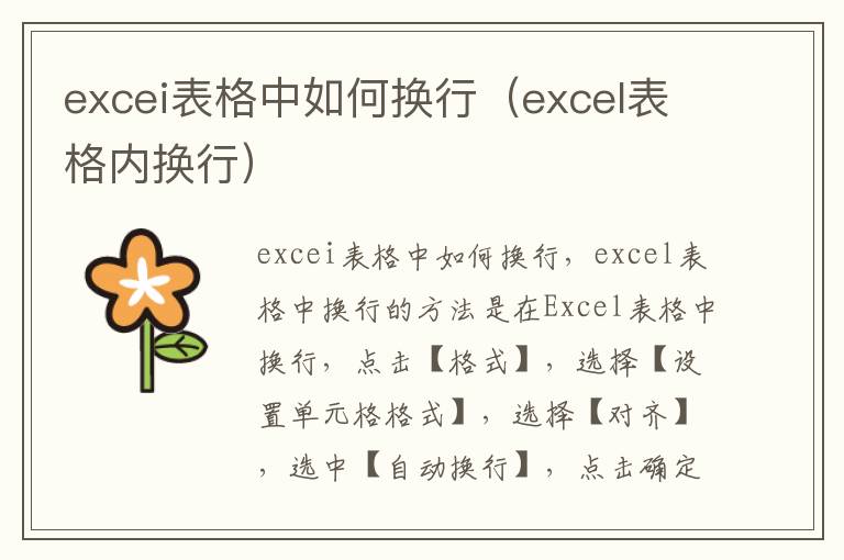 excei表格中如何换行(excel表格内换行)