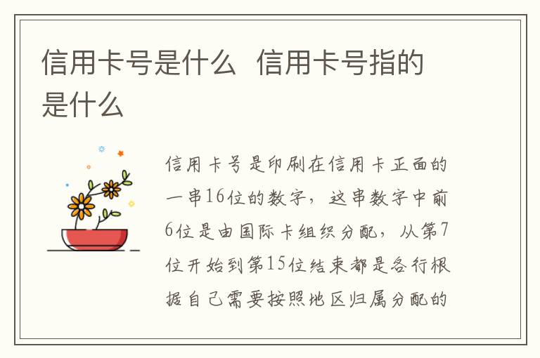 信用卡号是什么 信用卡号指的是什么-九图集