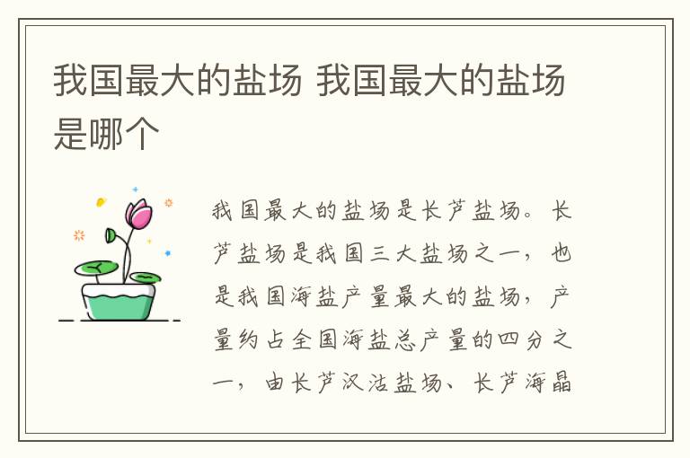 我国最大的盐场 我国最大的盐场是哪个