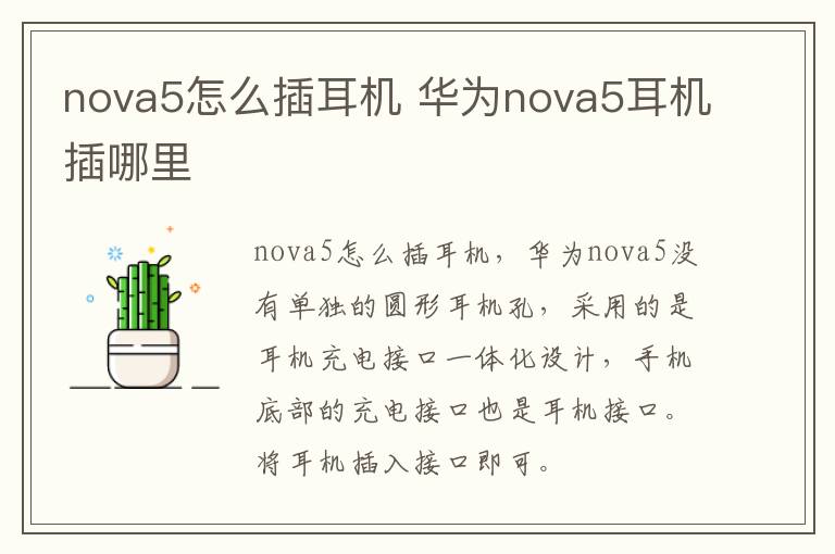 nova5怎么插耳机 华为nova5耳机插哪里