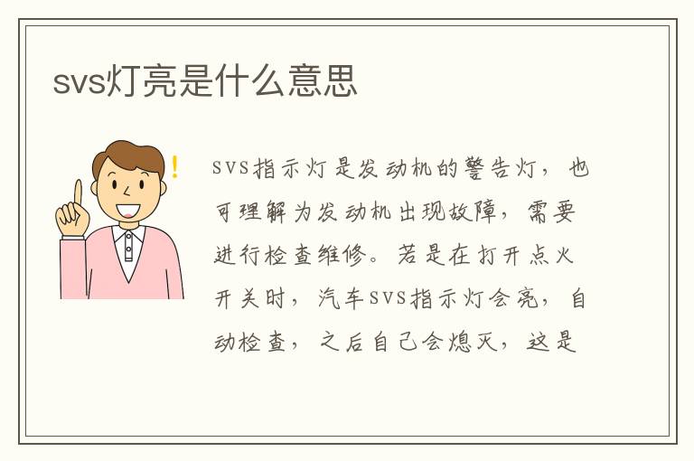 svs灯亮是什么意思