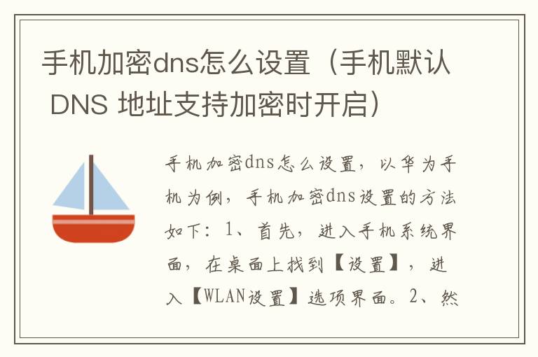 手机加密dns怎么设置（手机默认 DNS 地址支持加密时开启）