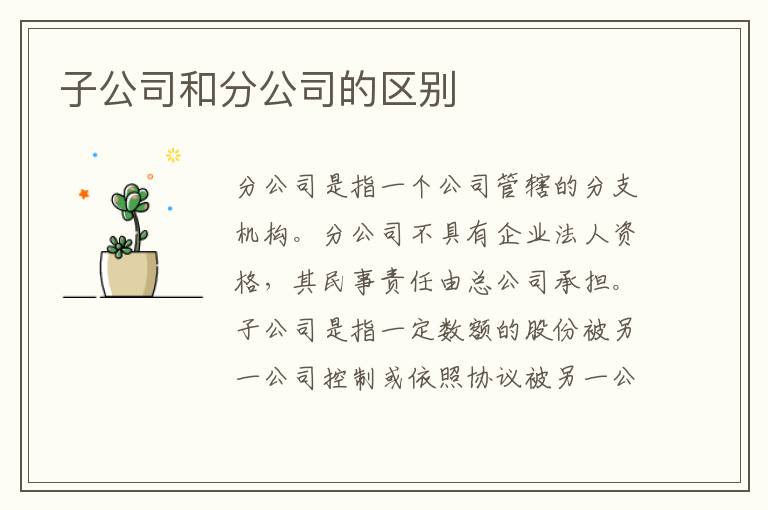 子公司和分公司的区别