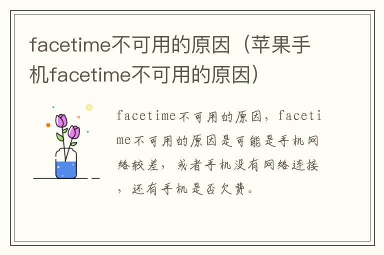 facetime不可用的原因（苹果手机facetime不可用的原因）-九图集