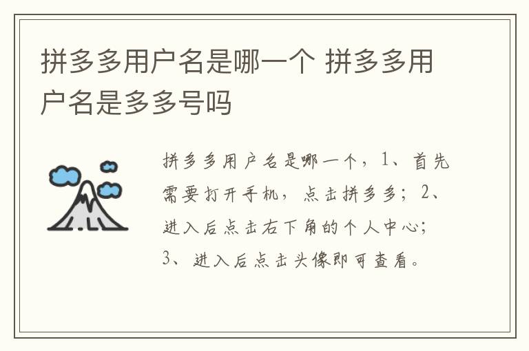 拼多多用户名是哪一个 拼多多用户名是多多号吗-九图集