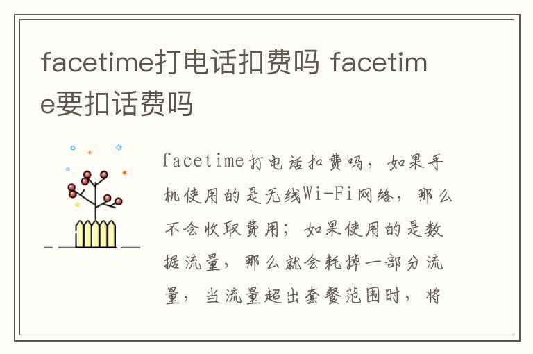 facetime打电话扣费吗 facetime要扣话费吗-九图集