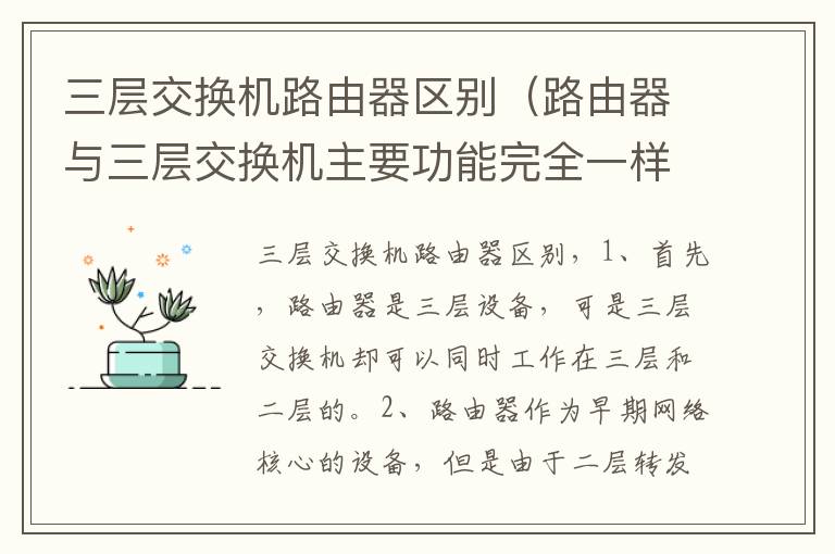 三层交换机路由器区别（路由器与三层交换机主要功能完全一样）-九图集