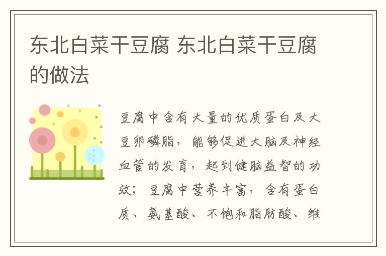 东北白菜干豆腐 东北白菜干豆腐的做法