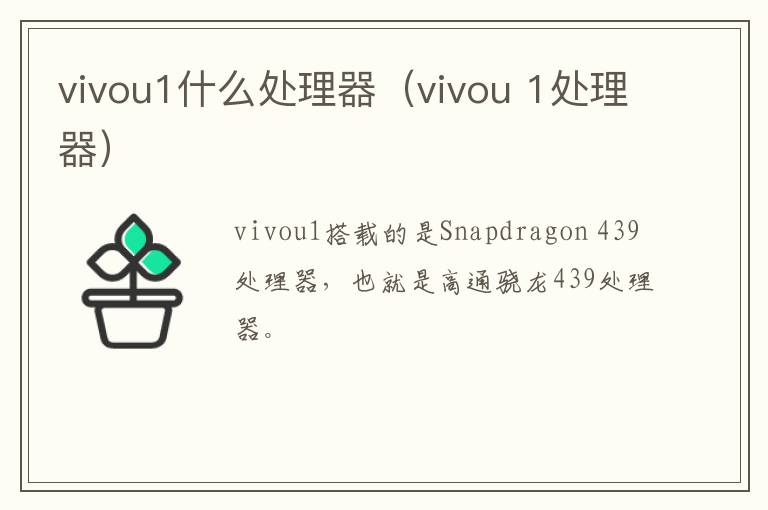 vivou1什么处理器（vivou 1处理器）-九图集