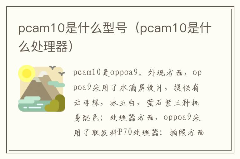 pcam10是什么型号（pcam10是什么处理器）