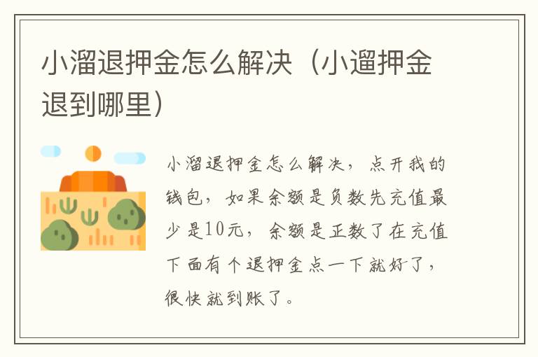 小溜退押金怎么解决(小遛押金退到哪里)