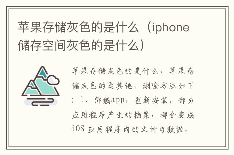 苹果存储灰色的是什么（iphone储存空间灰色的是什么）-九图集