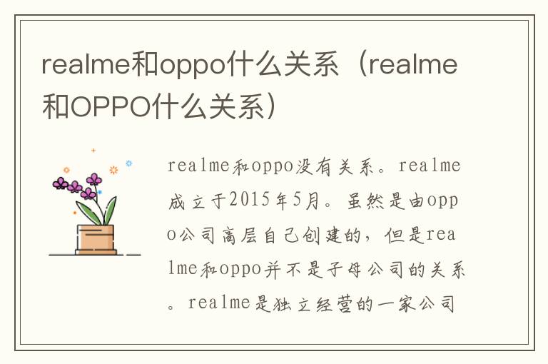 realme和oppo什么关系(realme和OPPO什么关系)-九图集