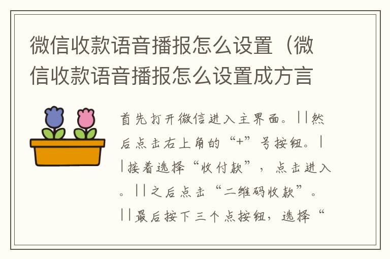 微信收款语音播报怎么设置(微信收款语音播报怎么设置成方言)-九图集
