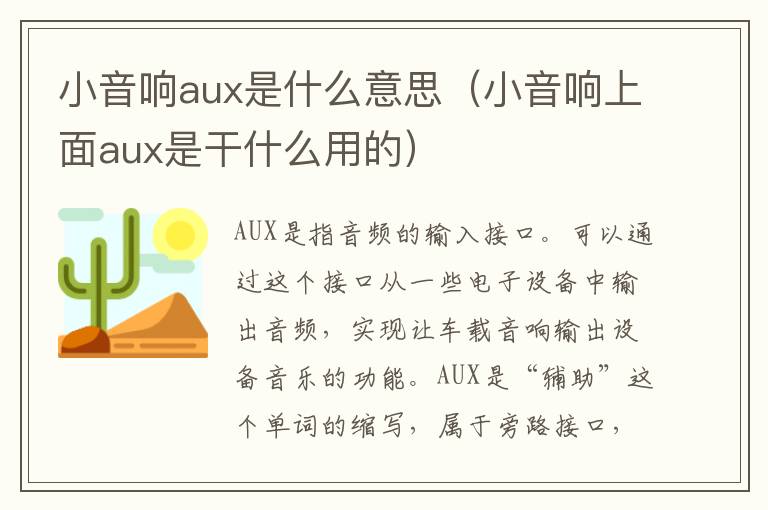 小音响aux是什么意思（小音响上面aux是干什么用的）-九图集