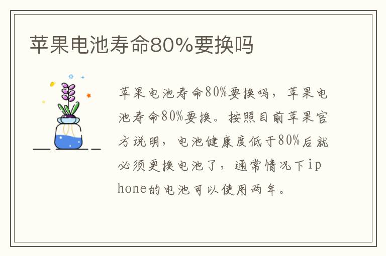 苹果电池寿命80%要换吗-九图集