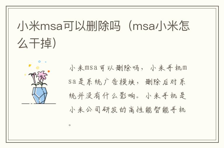 小米msa可以删除吗（msa小米怎么干掉）-九图集