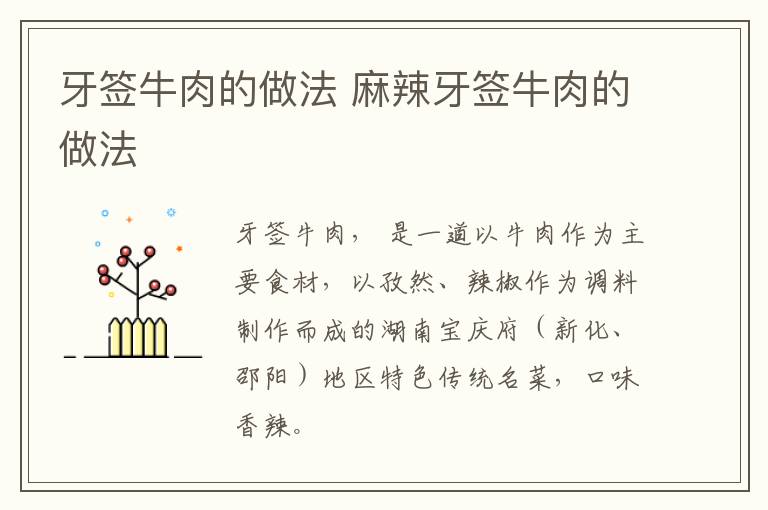 牙签牛肉的做法 麻辣牙签牛肉的做法-九图集