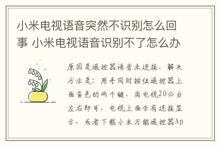 小米电视语音突然不识别怎么回事 小米电视语音识别不了怎么办-九图集