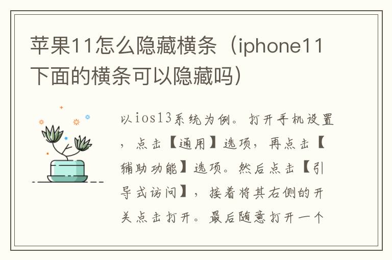 苹果11怎么隐藏横条（iphone11下面的横条可以隐藏吗）-九图集