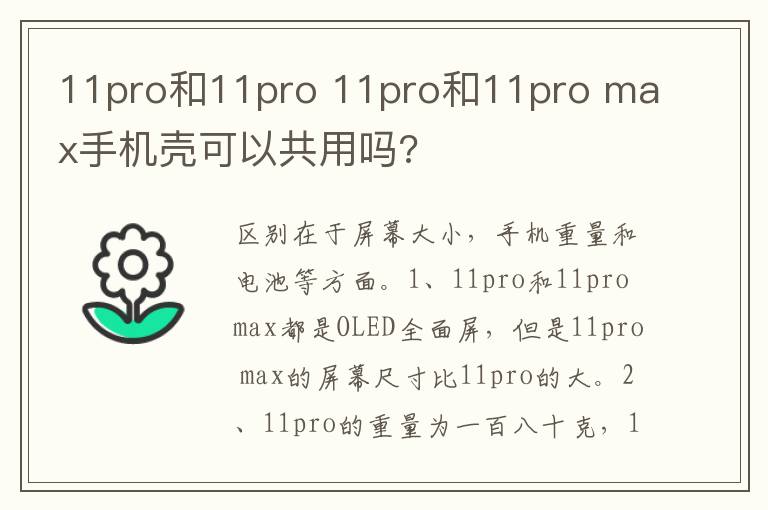 11pro和11pro 11pro和11pro max手机壳可以共用吗?-九图集