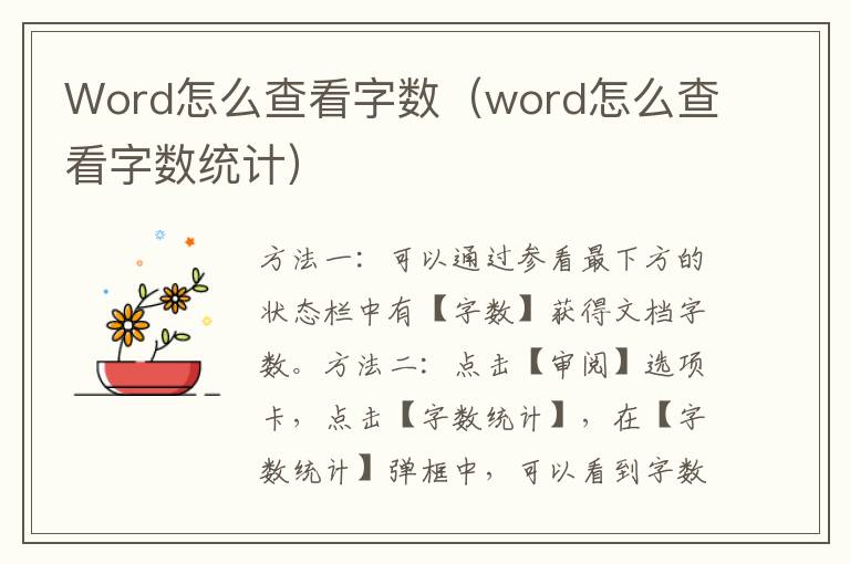 Word怎么查看字数（word怎么查看字数统计）-九图集