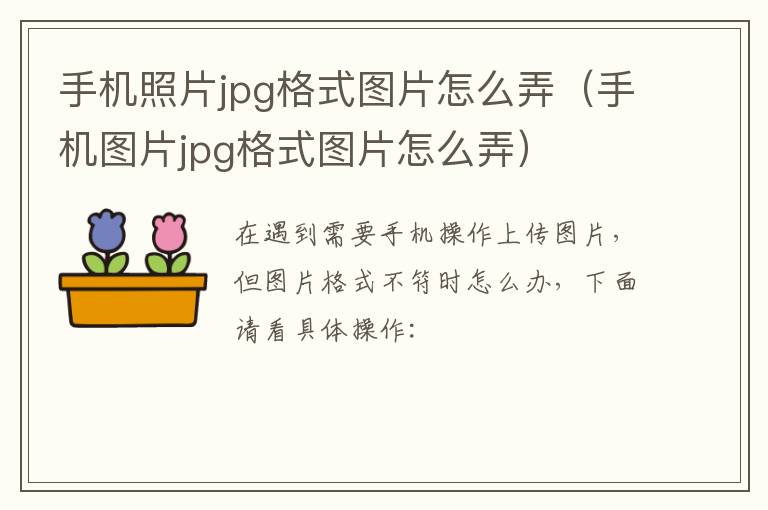 手机照片jpg格式图片怎么弄(手机图片jpg格式图片怎么弄)
