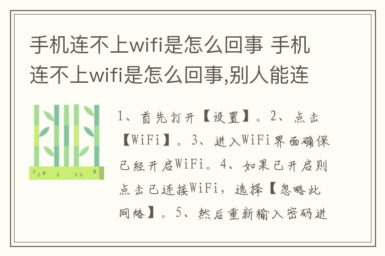 手机连不上wifi是怎么回事 手机连不上wifi是怎么回事,别人能连上-九图集