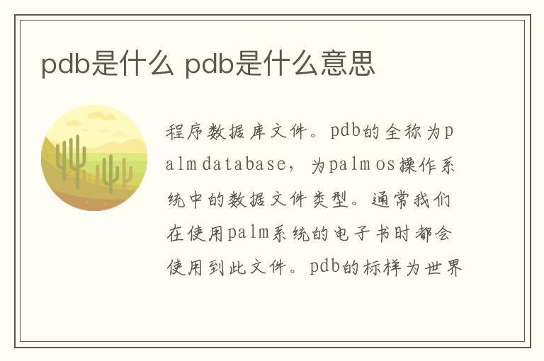 pdb是什么 pdb是什么意思-九图集